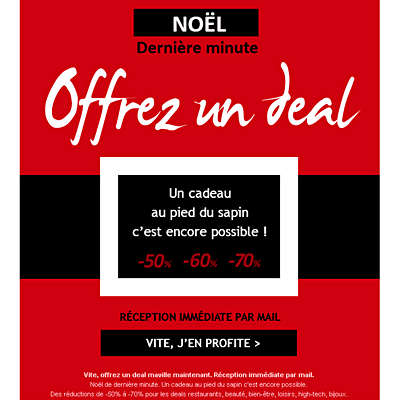 Portfolio - Emailing marketing Deals par Frédérique Celeste - Opération Noël