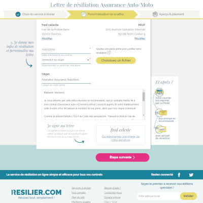 Portfolio - site responsive Resilier.com par Frédérique Celeste