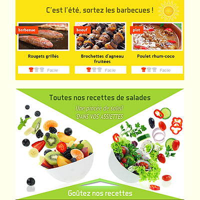 Portfolio conception de l'emailing de la rubrique Recettes par Frédérique Celeste